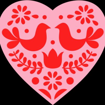 Heart Folk Art Pink Thumbnail